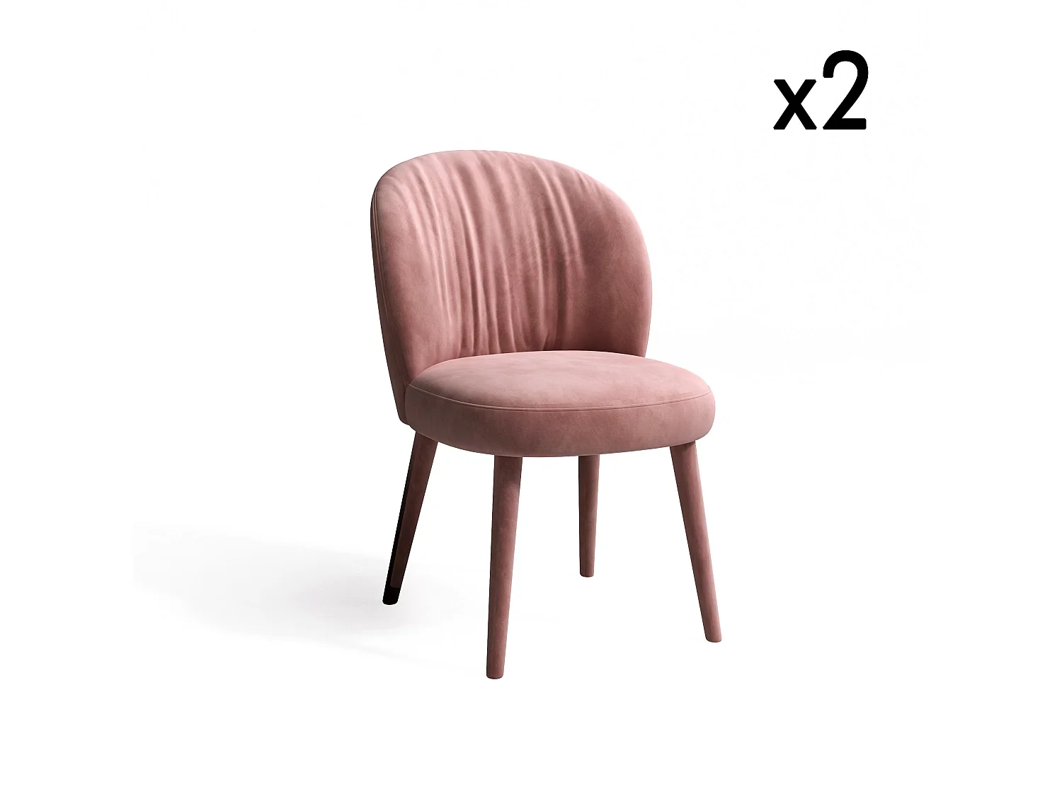 Lot de 2 chaises  velours rose pieds velours