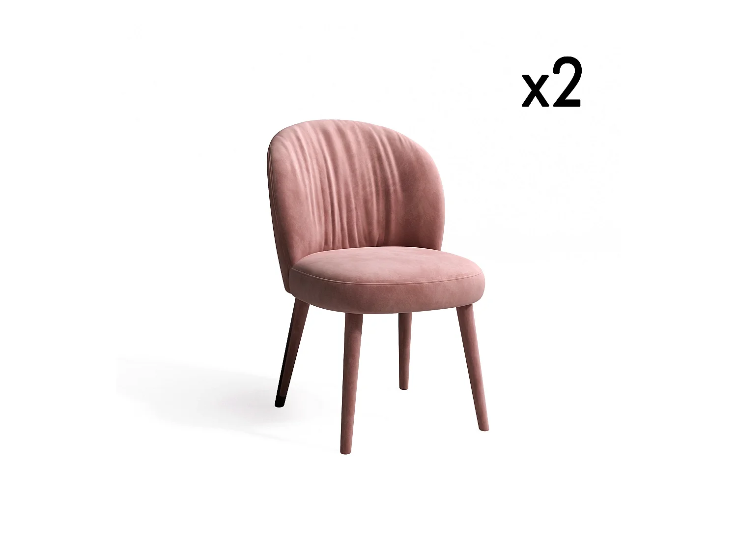Lot de 2 chaises  velours rose pieds velours