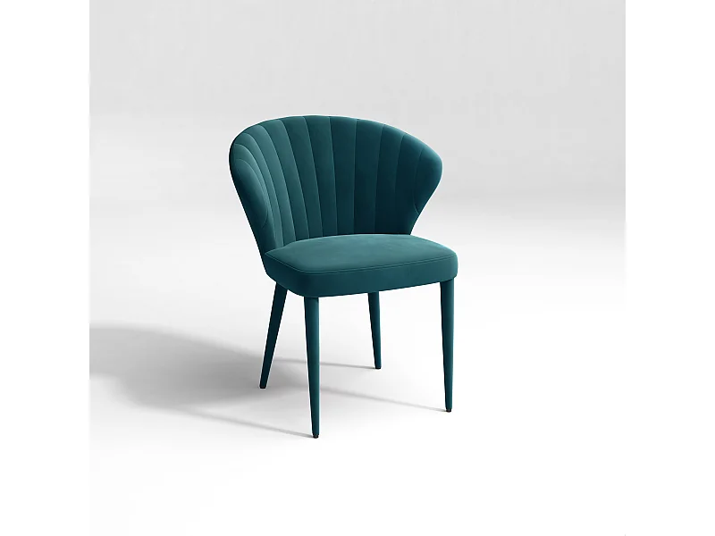 Lot de 2 chaises velours bleu pétrole pieds velours assortis