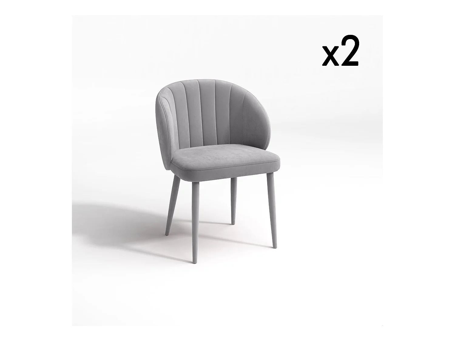 Lot de 2 chaises velours gris clair pieds velours assortis