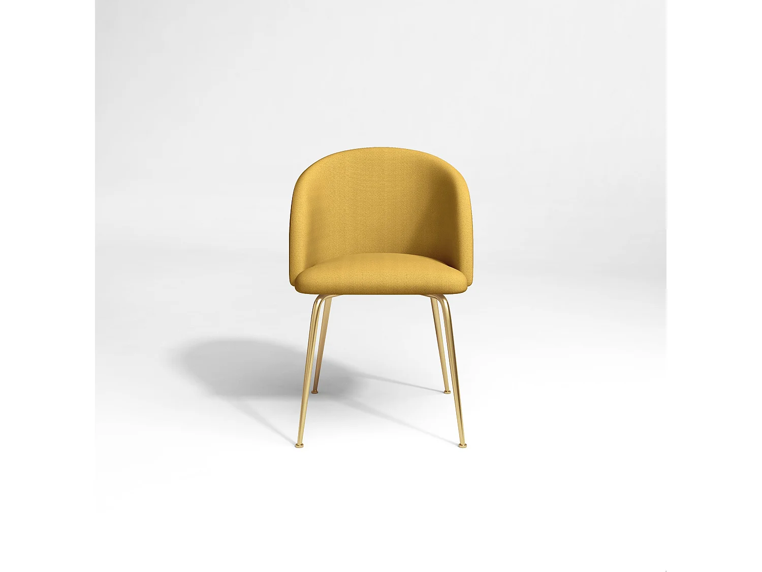 Lot de 2 chaises tissu moutarde pieds or chrome brossé