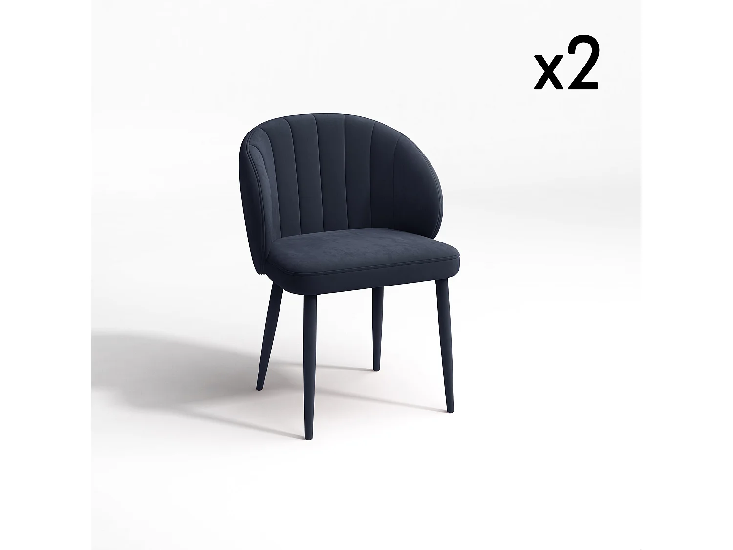 Lot de 2 chaises velours bleu saphir pieds velours assortis