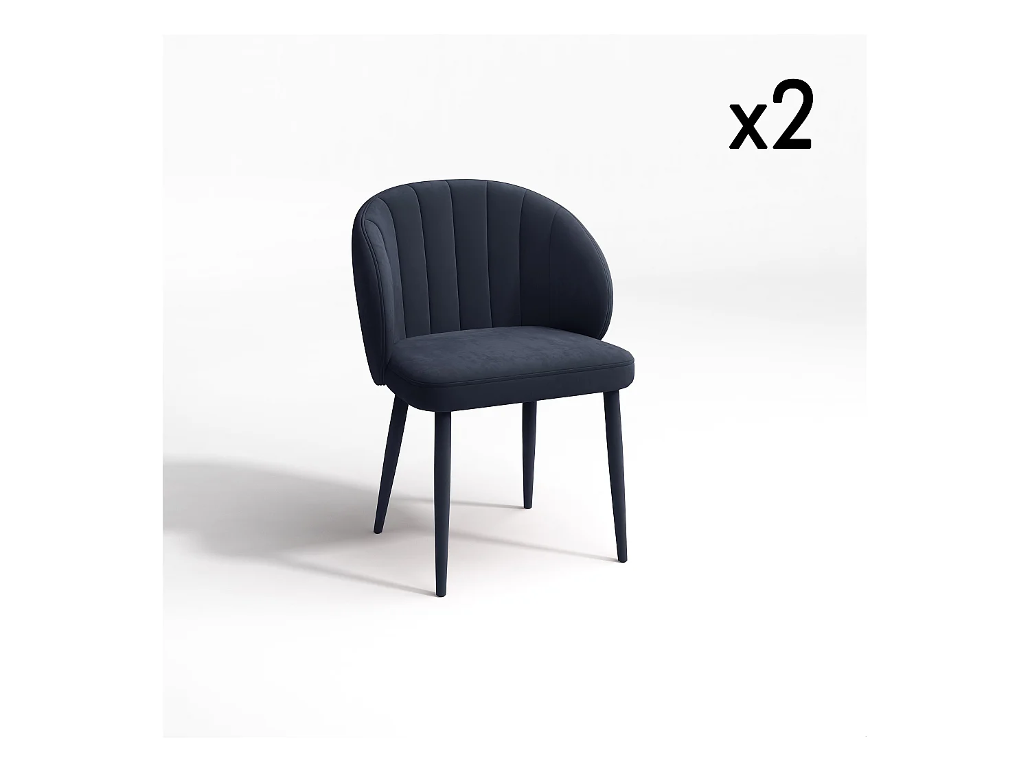 Lot de 2 chaises velours bleu saphir pieds velours assortis