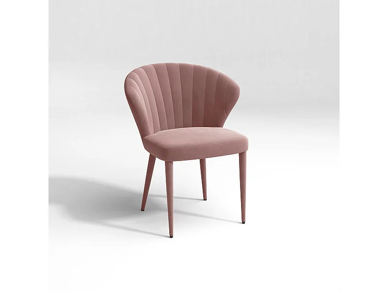 Lot de 2 chaises velours rose vintage pieds velours assortis