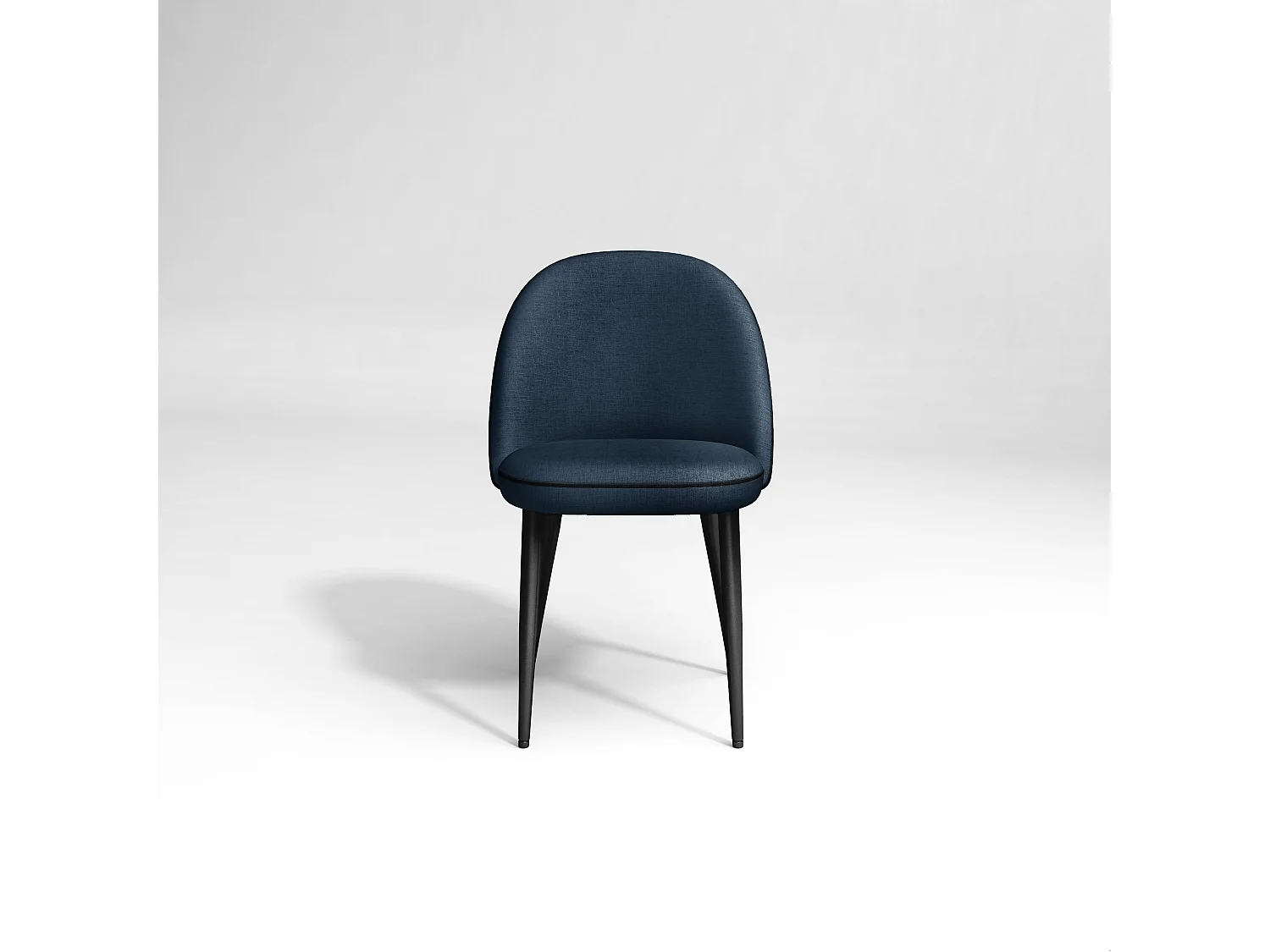 Lot de 2 chaises tissus bleu passepoil noir pieds noir mat