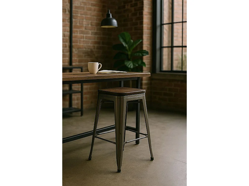 Taburetes Altos - Taburete Torix Madera - Gris metalizado