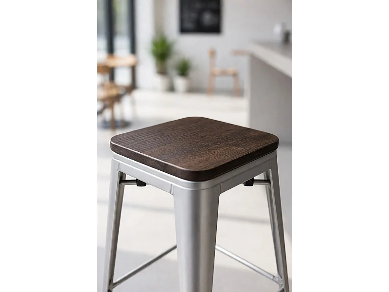 Taburetes Altos - Taburete Torix Madera - Gris metalizado