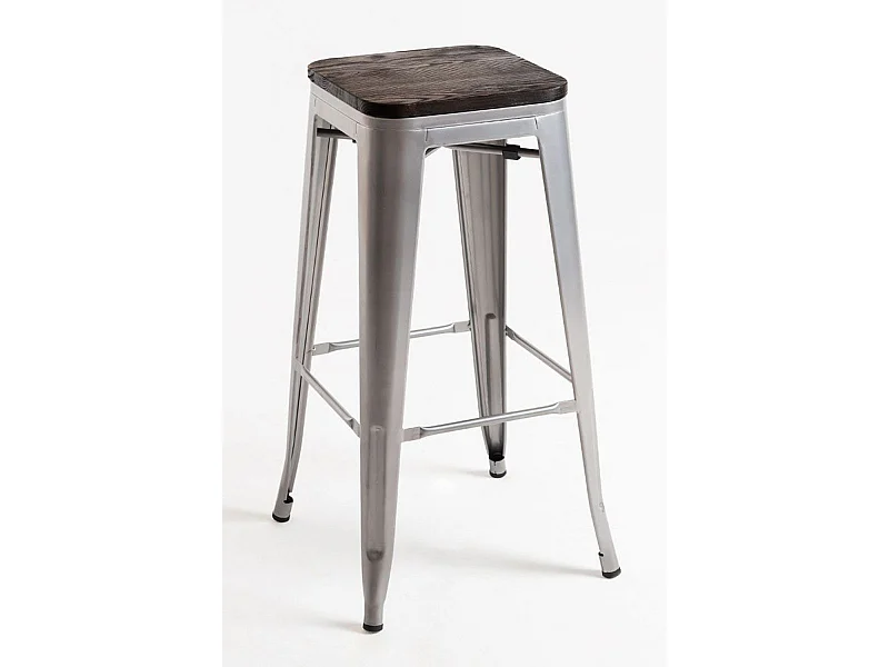 Lote de 2 Taburetes Torix Madera - Gris metalizado