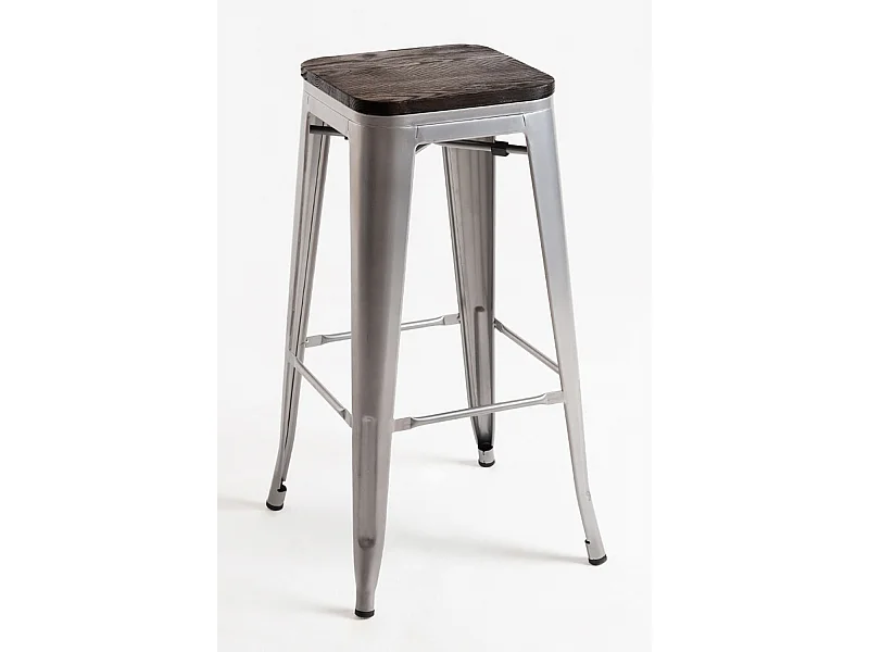 Lote de 4 Taburetes Torix Madera - Gris metalizado