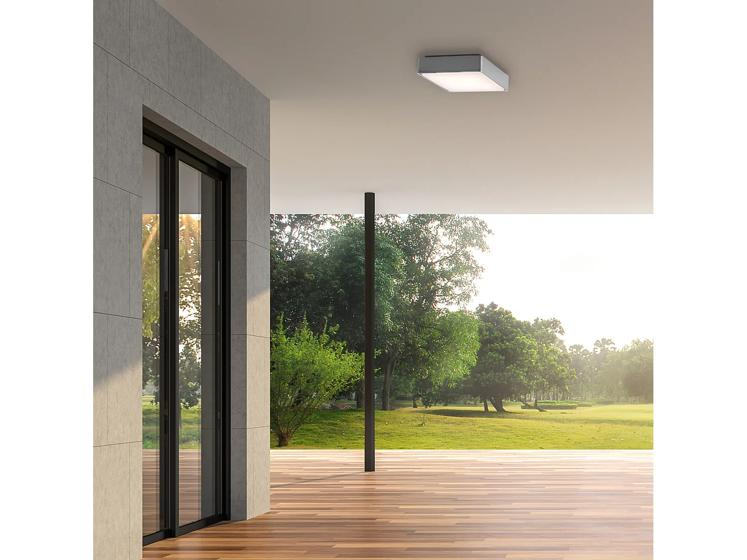 LEDS C4 Plafonnier Ip66 Kossel Direct 400Mm Led 19W Blanc Chaud - 3000K On-Off Gris 11