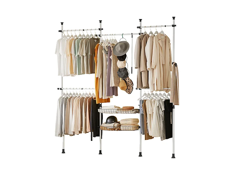 SoBuy KLS04 Kledingrek Klerenrailsysteem Opbergsysteem Telescopisch Kledingrek