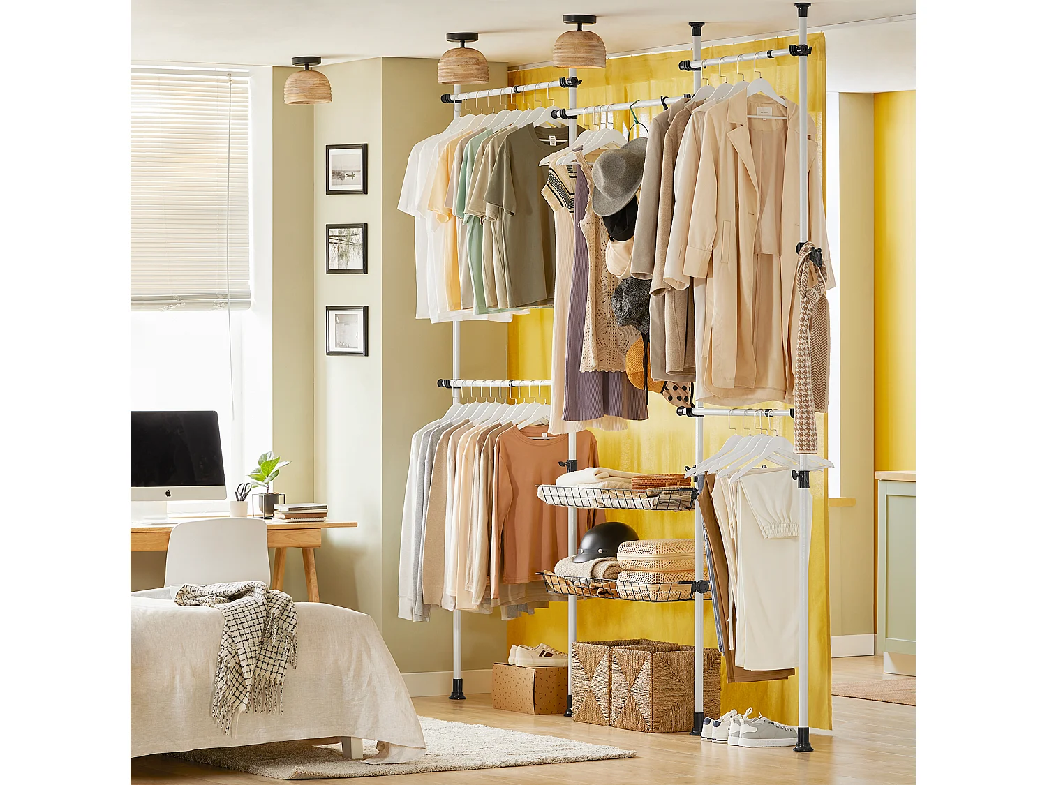 SoBuy KLS04 Kledingrek Klerenrailsysteem Opbergsysteem Telescopisch Kledingrek