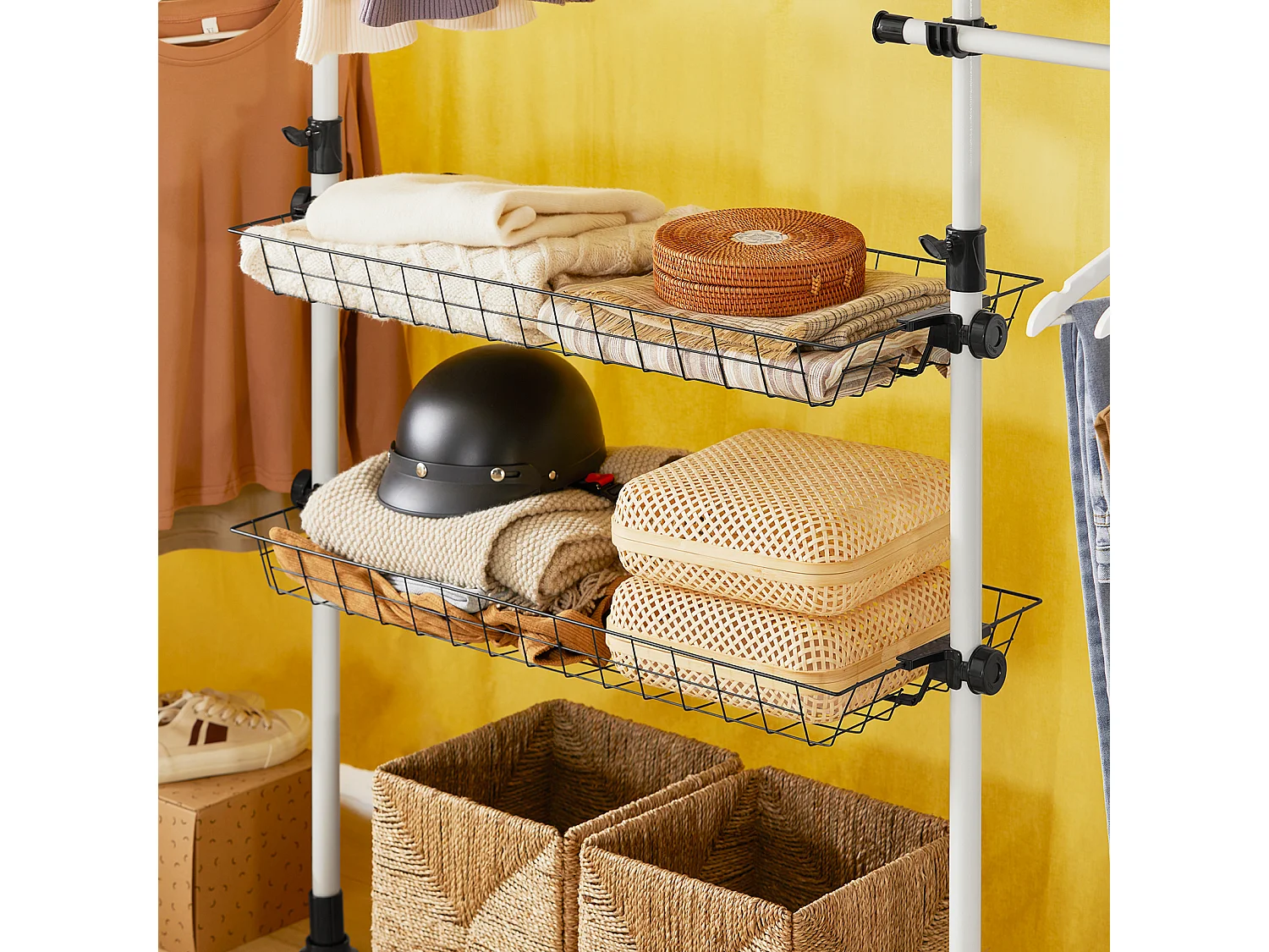 SoBuy KLS04 Kledingrek Klerenrailsysteem Opbergsysteem Telescopisch Kledingrek