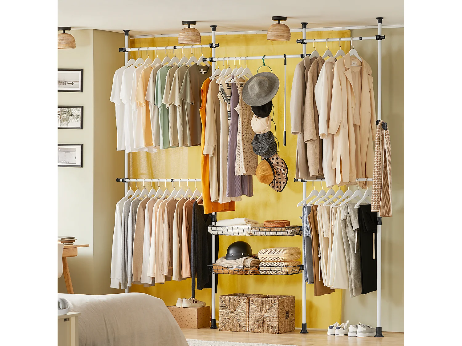 SoBuy KLS04 Kledingrek Klerenrailsysteem Opbergsysteem Telescopisch Kledingrek