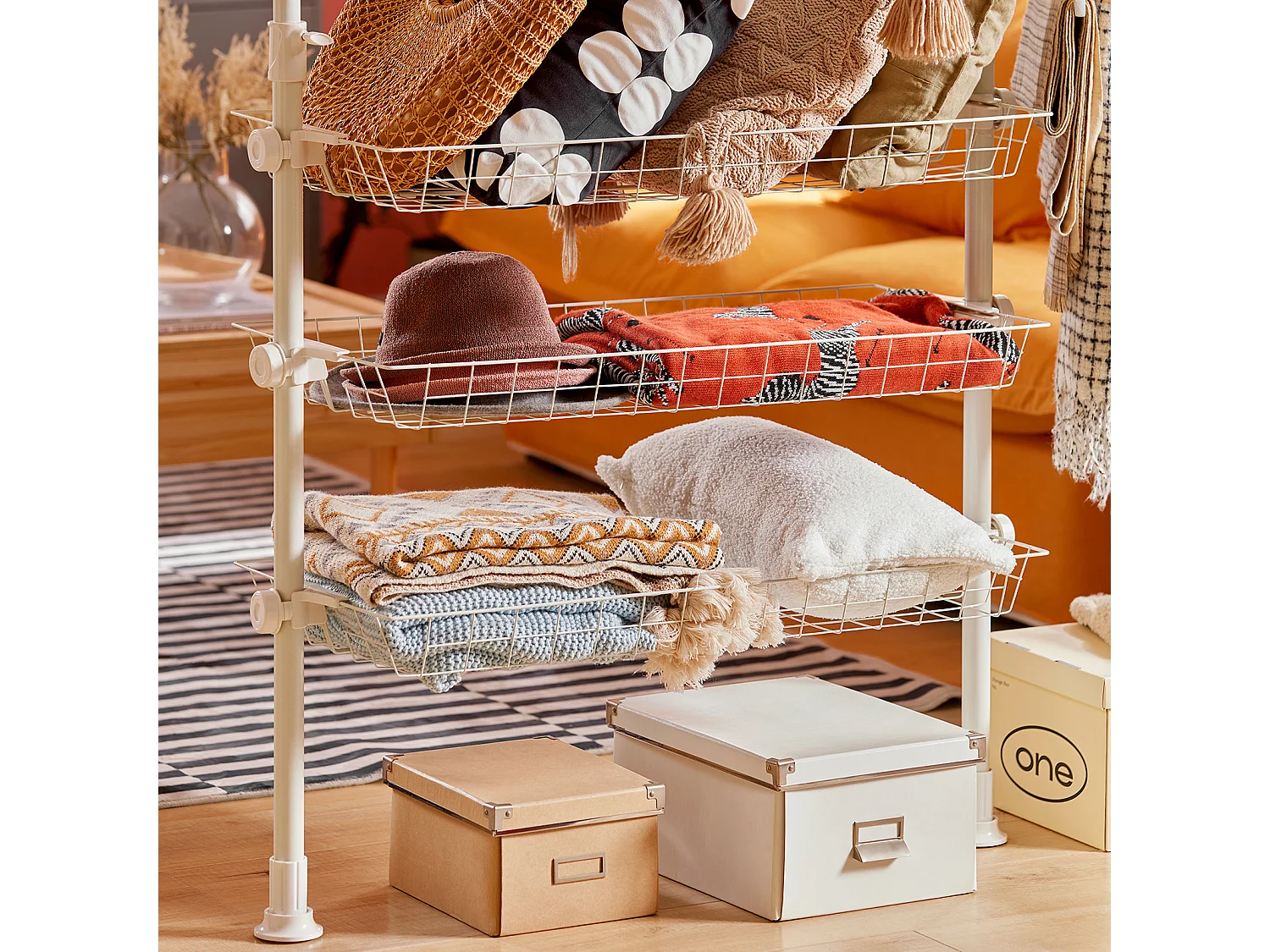 Garderoba teleskopowe z 3 drążki i 3 koszami FRG34-W