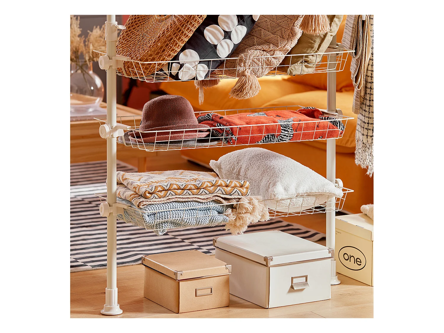 SoBuy FRG34-W Kledingkast Telescoop Herkule Systeem, Kledingrek