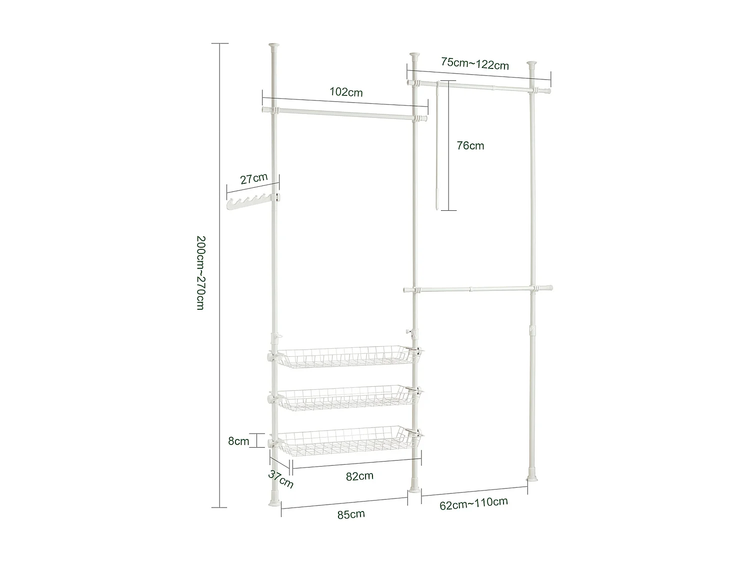 Télescopique Garde-Robe Système Herkule, Portant de vêtement, FRG34-W