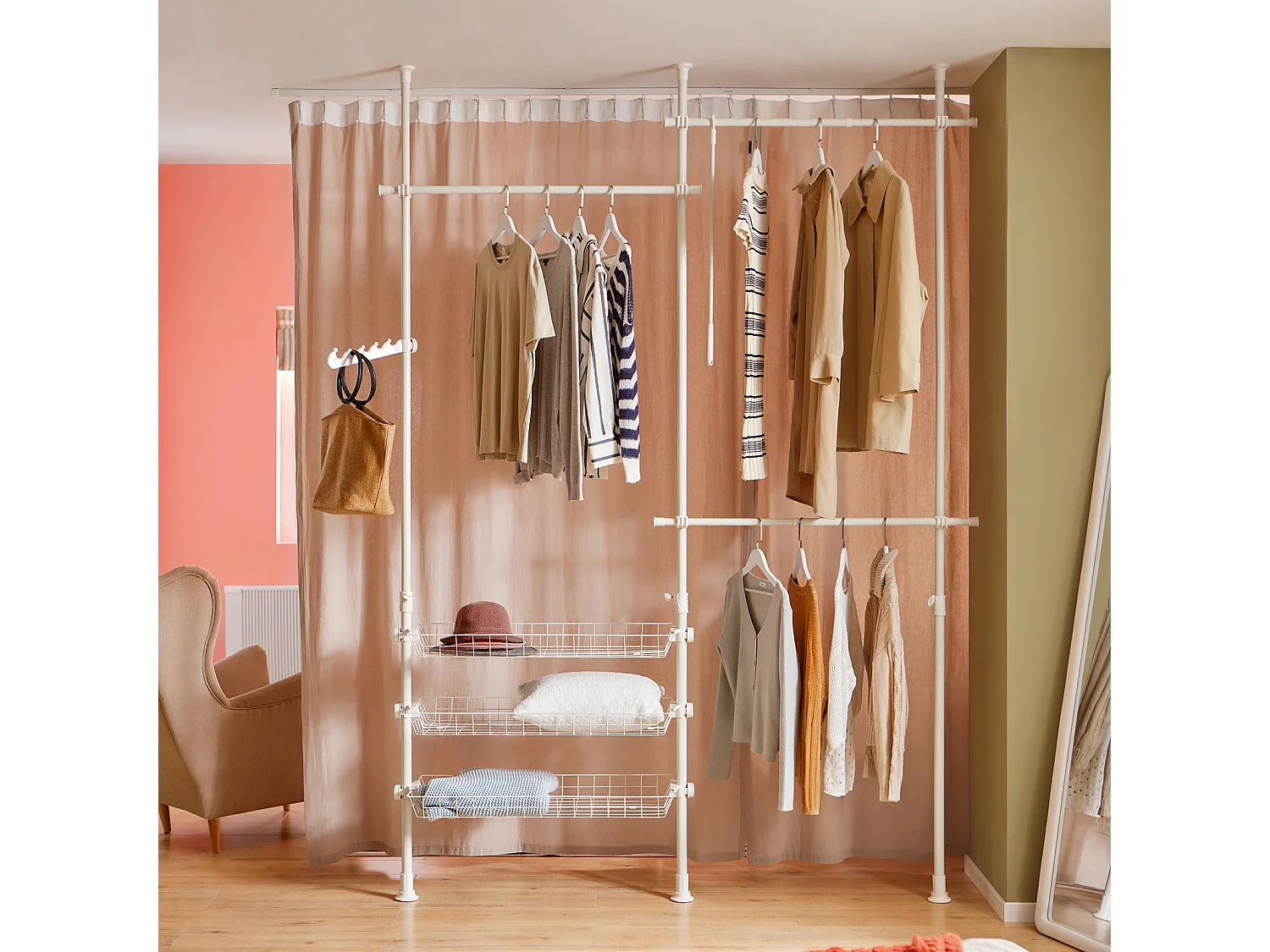 Télescopique Garde-Robe Système Herkule, Portant de vêtement, FRG34-W