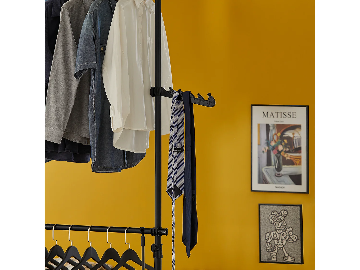 SoBuy KLS03-Sch Kledingrek Klerenrailsysteem Opbergsysteem Zwart