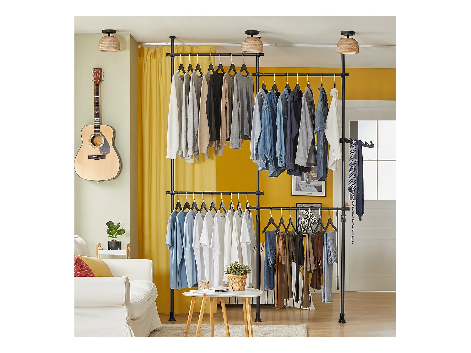 Teleskop Garderoben System KLS03-SCH 226 x 285 x 3 cm Schwarz