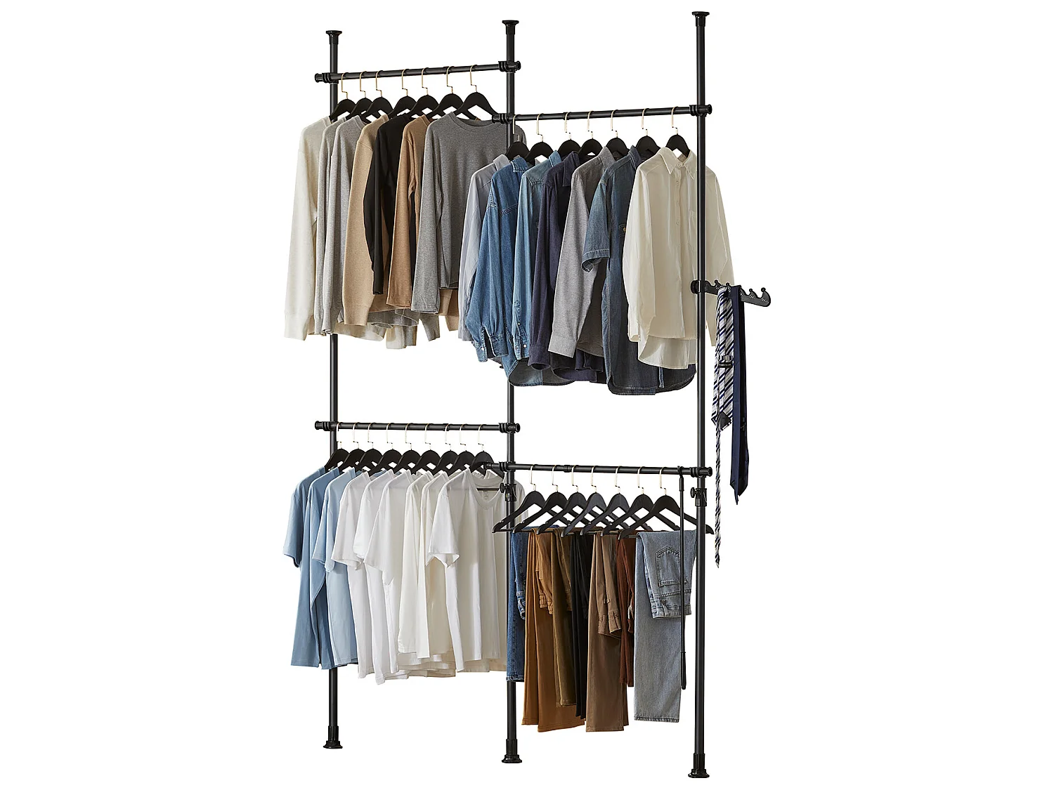 Télescopique Porte-Vêtements Système de Penderie Télescopique avec 4 Barres, KLS03-SCH