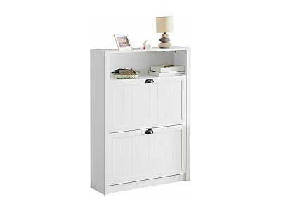 Meuble de Rangement à Chaussures Armoire à Chaussures Commode à Chaussures 2 abattants, FSR87-W