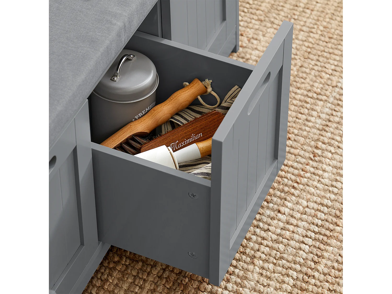 Banc de Rangement avec Coussin Rembourré Meuble d'Entrée Coffre Commode à Chaussures, FSR80-SG