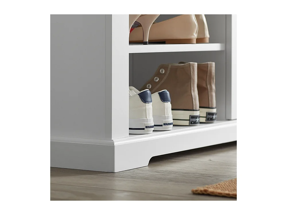 Banc de Rangement avec Coussin Rembourré Meuble Bas Entrée Commode à Chaussure Banquette, FSR84-W