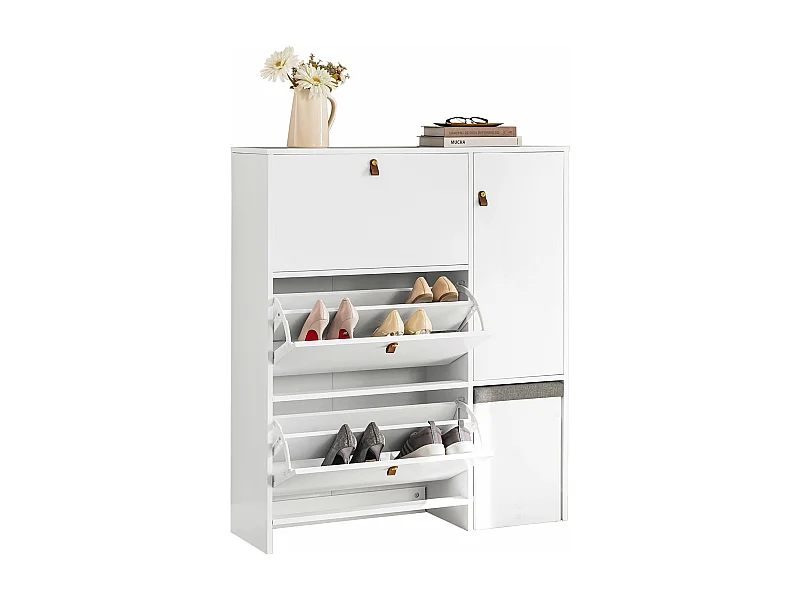 Meuble de Rangement à Chaussures Armoire à Chaussures Commode à Chaussures 3 abattants, FSR107-W