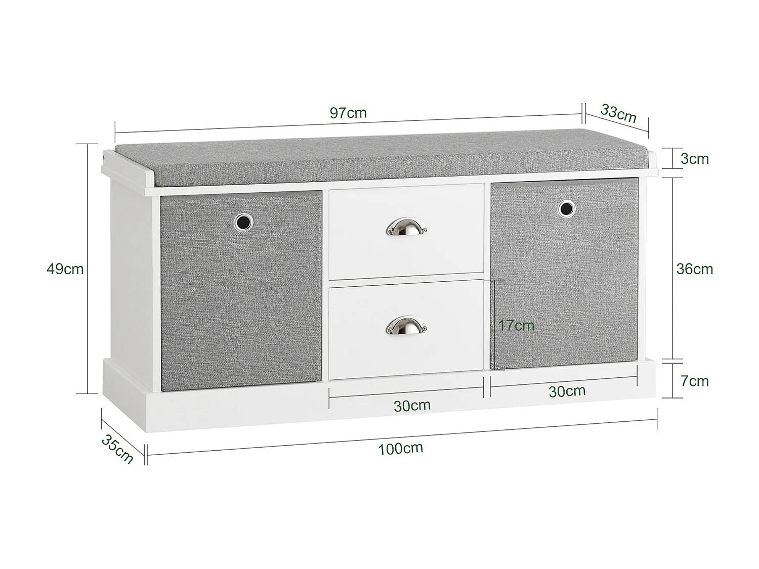 SoBuy FSR66-HG Schoenenbank Schoenenkast Schoenenrek Opbergruimte Ladekast met Zitkussen