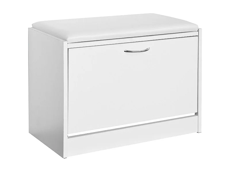 Banc Armoire à chaussures 1 abattant avec coussin, Coffre Rangement pour chaussures Blanc, FSR16-W