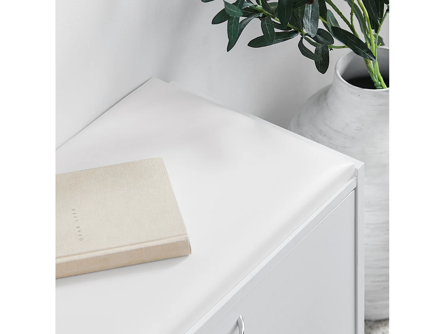 Banc Armoire à chaussures 1 abattant avec coussin, Coffre Rangement pour chaussures Blanc, FSR16-W