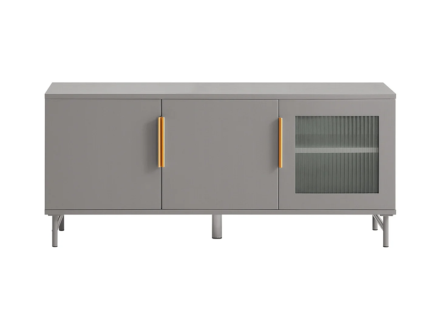SoBuy FSR130-HG Schoenenkast, TV-Meubel, Lage Kast, Multifunctionele Kast, Vrijstaande Opbergkast Opbergplank met 3 Deuren en Verstelbare Planken