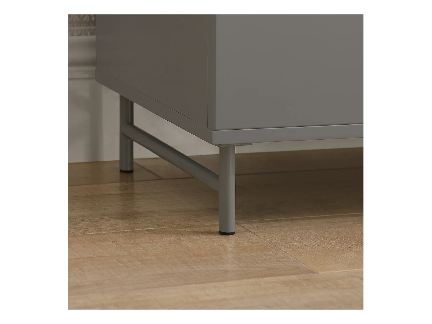 SoBuy FSR130-HG Schoenenkast, TV-Meubel, Lage Kast, Multifunctionele Kast, Vrijstaande Opbergkast Opbergplank met 3 Deuren en Verstelbare Planken