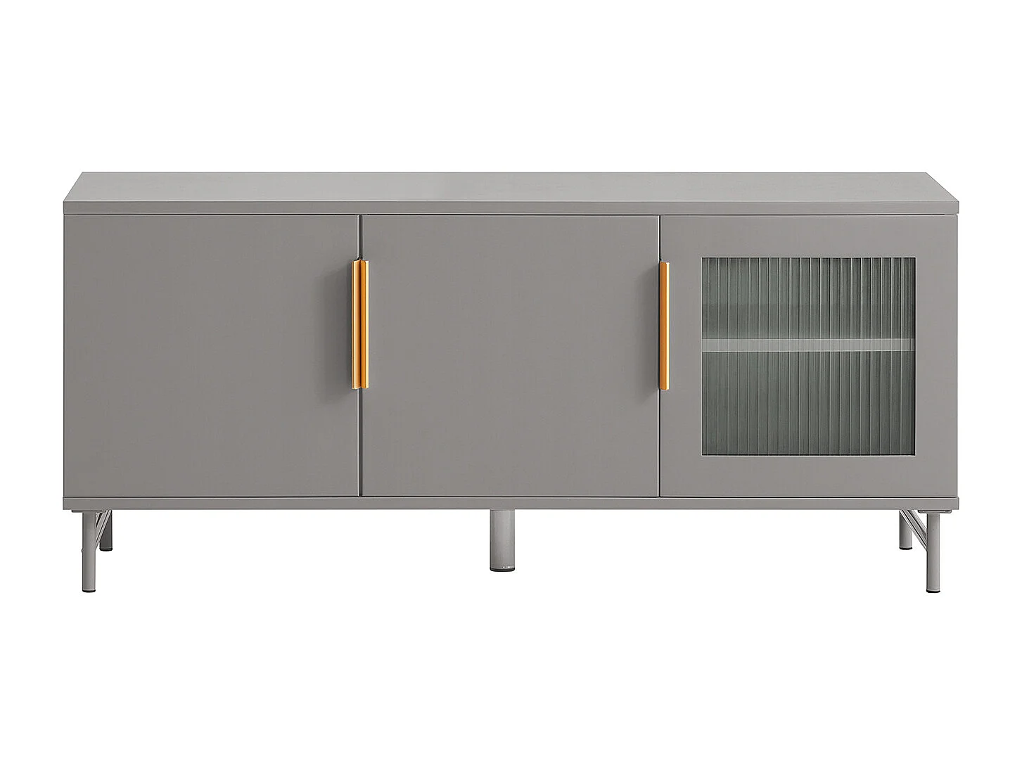 SoBuy FSR130-HG Schoenenkast, TV-Meubel, Lage Kast, Multifunctionele Kast, Vrijstaande Opbergkast Opbergplank met 3 Deuren en Verstelbare Planken