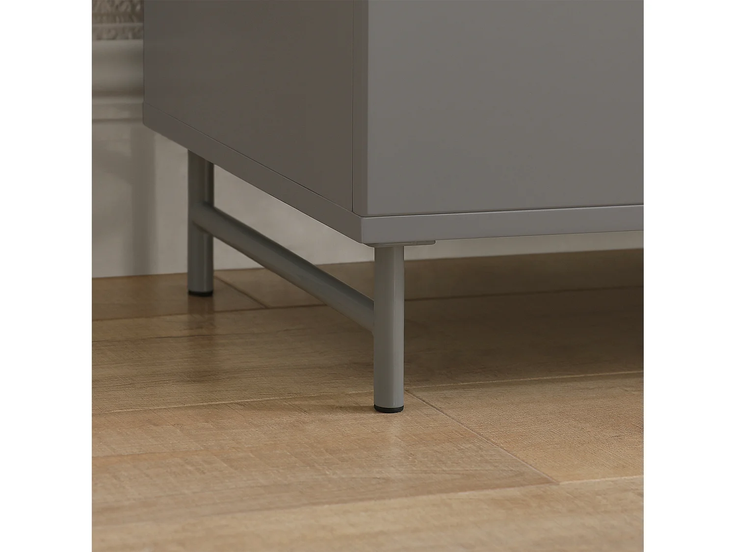 SoBuy FSR130-HG Schoenenkast, TV-Meubel, Lage Kast, Multifunctionele Kast, Vrijstaande Opbergkast Opbergplank met 3 Deuren en Verstelbare Planken