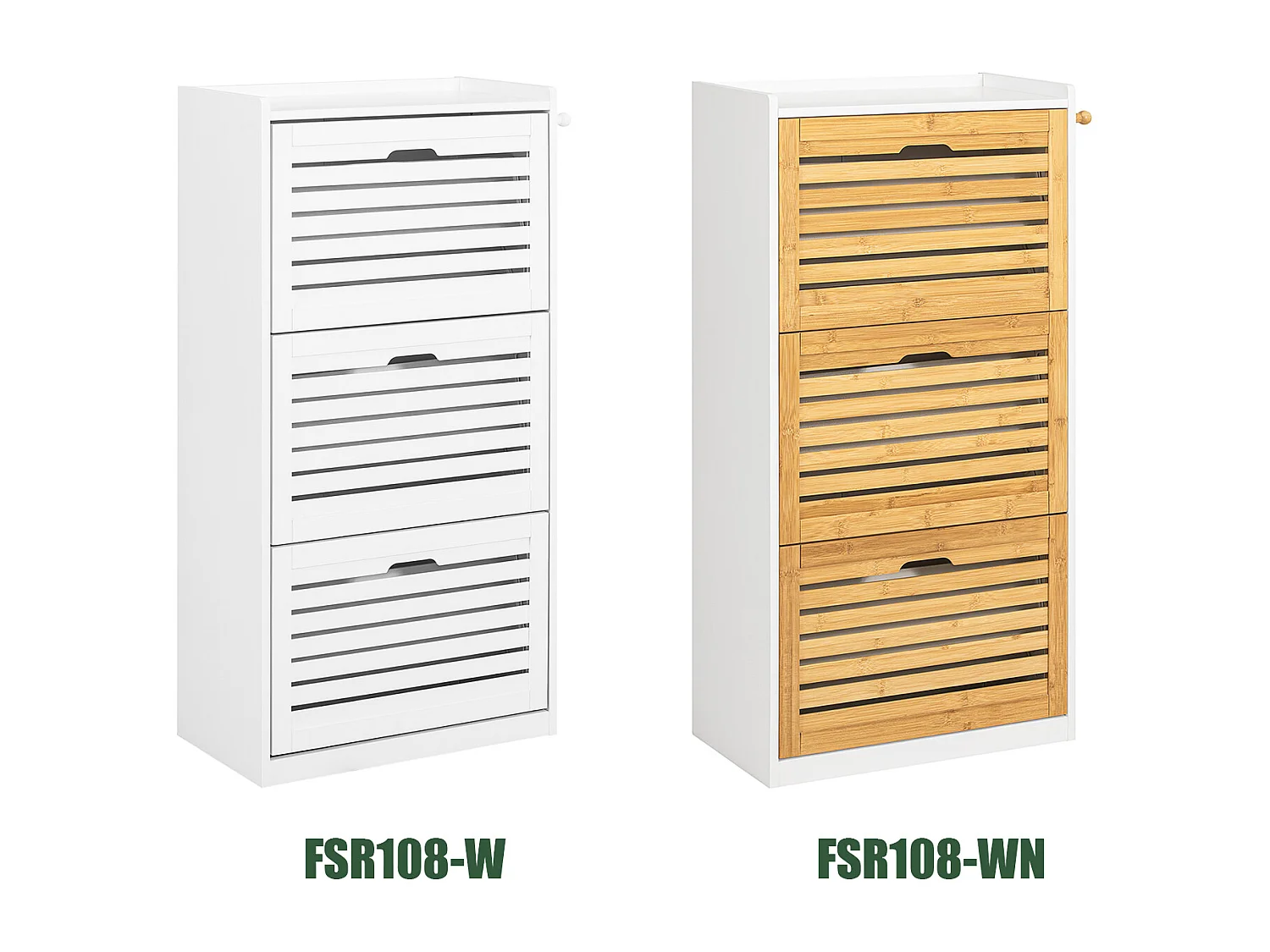 Meuble de Rangement à Chaussures Armoire à Chaussures Commode à Chaussures 3 abattants, FSR108-W