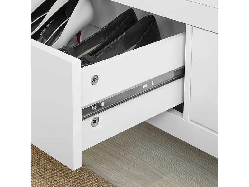 Banc de Rangement à Chaussures avec Coussin Rembourré Commode à Chaussures Meuble d'entrée, FSR74-W