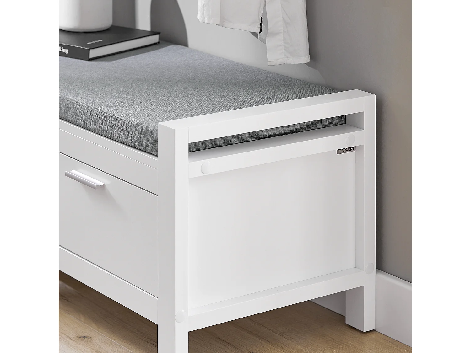 Banc de Rangement à Chaussures avec Coussin Rembourré Commode à Chaussures Meuble d'entrée, FSR74-W