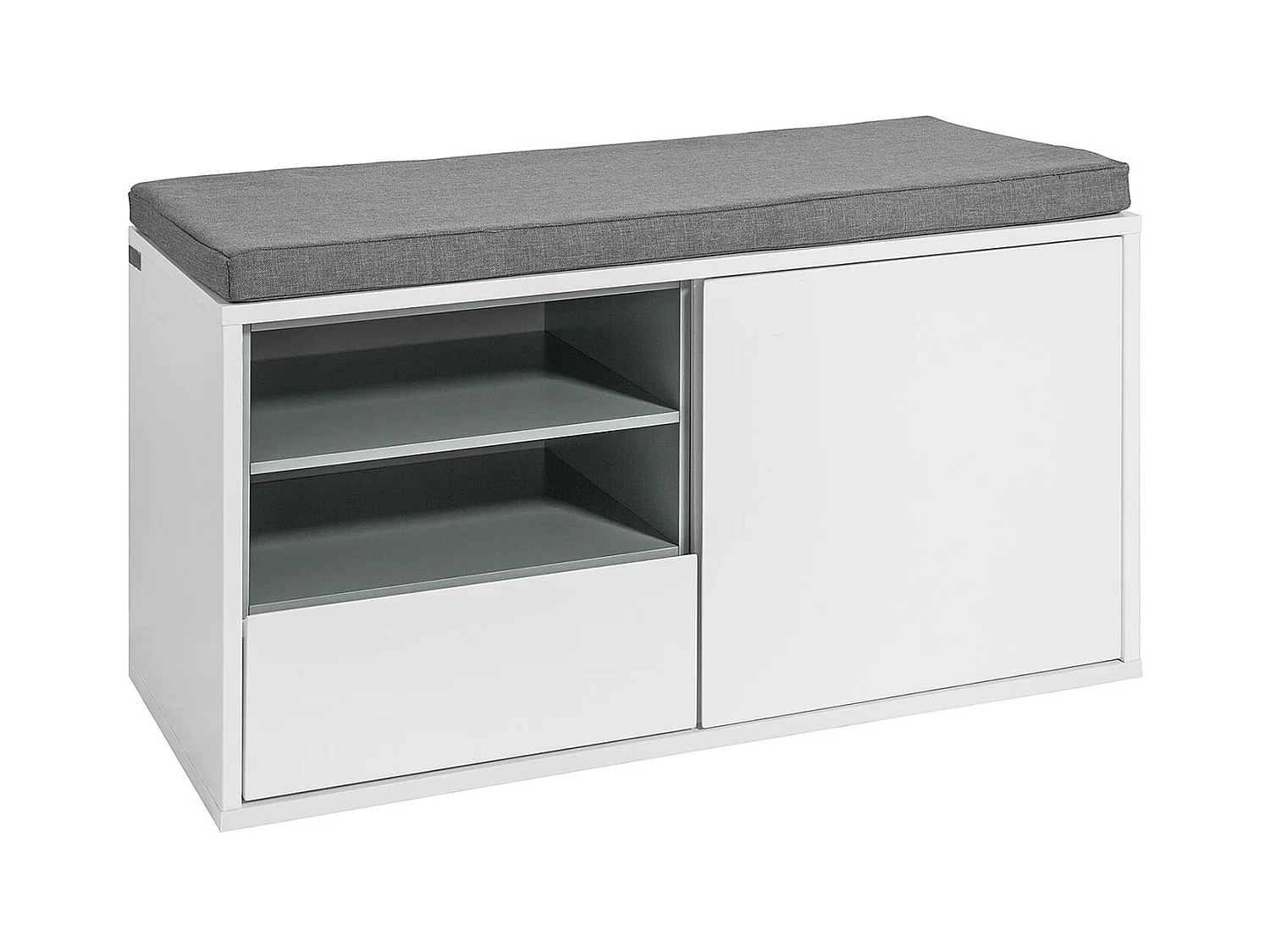 Banc de Rangement à Chaussures avec Coussin rembourré, tiroir et Étagères Meuble d'Entrée, FSR37-W