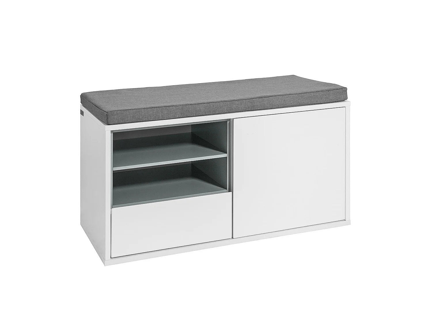 Banc de Rangement à Chaussures avec Coussin rembourré, tiroir et Étagères Meuble d'Entrée, FSR37-W