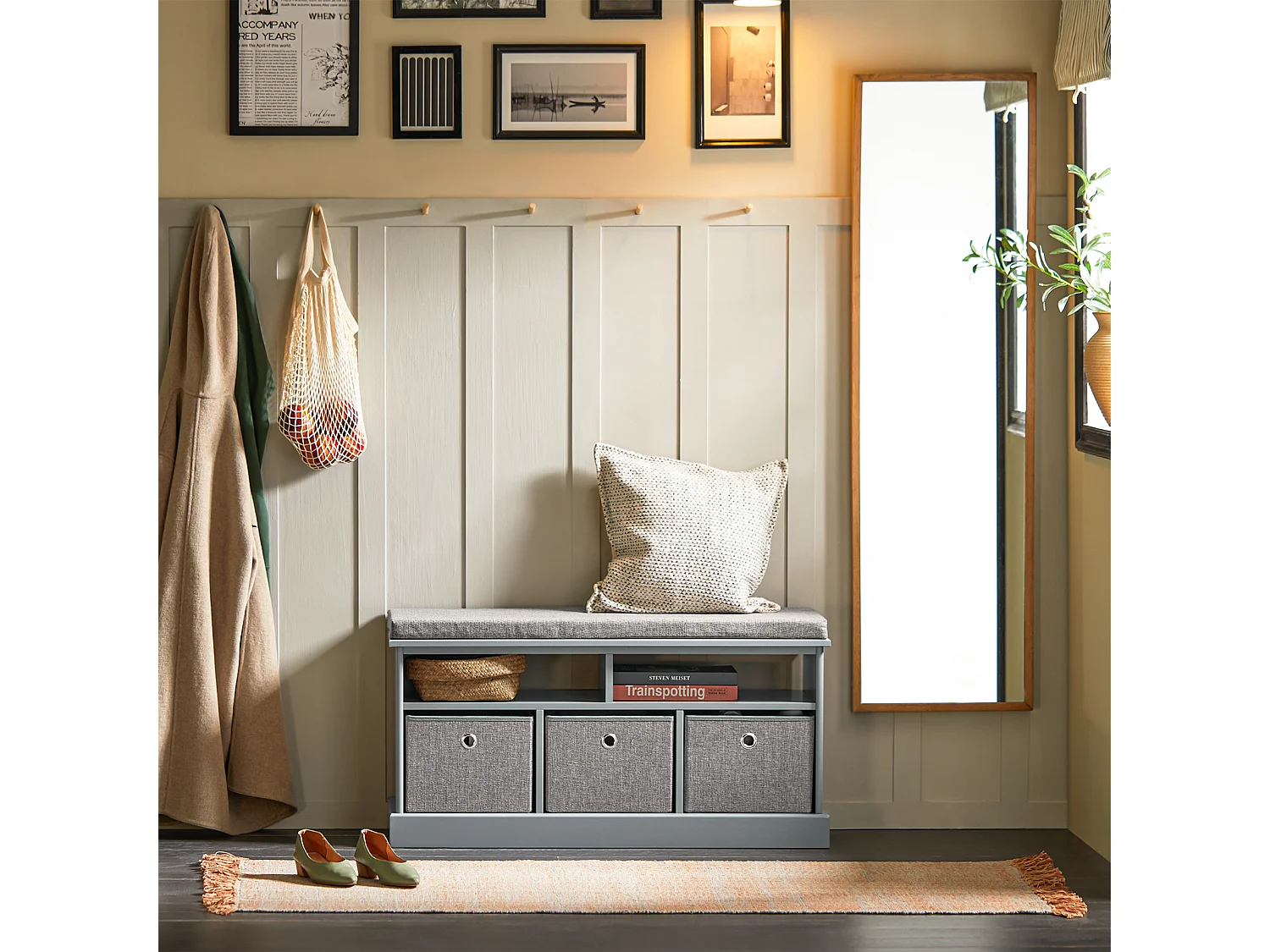 Sitzbank FSR67-DG 96 x 50 x 35 cm Grau