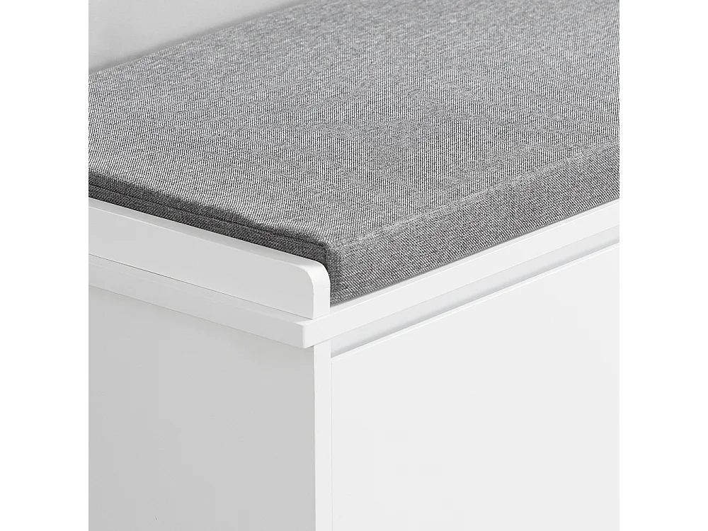 SoBuy FSR105-W Schoenenbank met kussen, Schoenenrek met zitbank, Schoenenkast - met 1 klep en 1 open plank