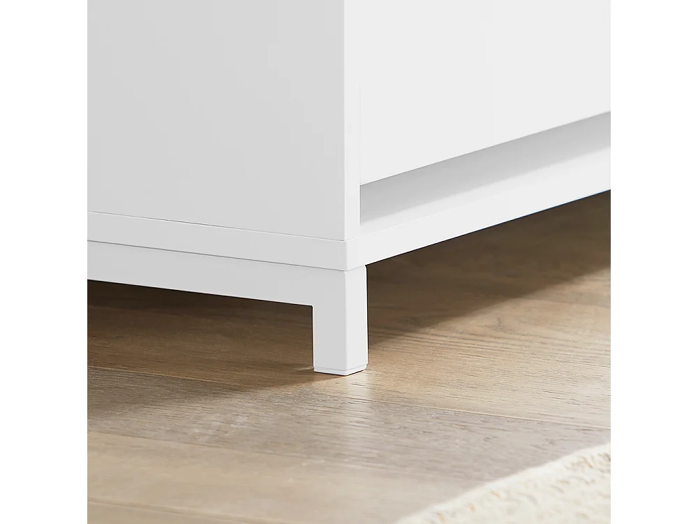SoBuy FSR105-W Schoenenbank met kussen, Schoenenrek met zitbank, Schoenenkast - met 1 klep en 1 open plank