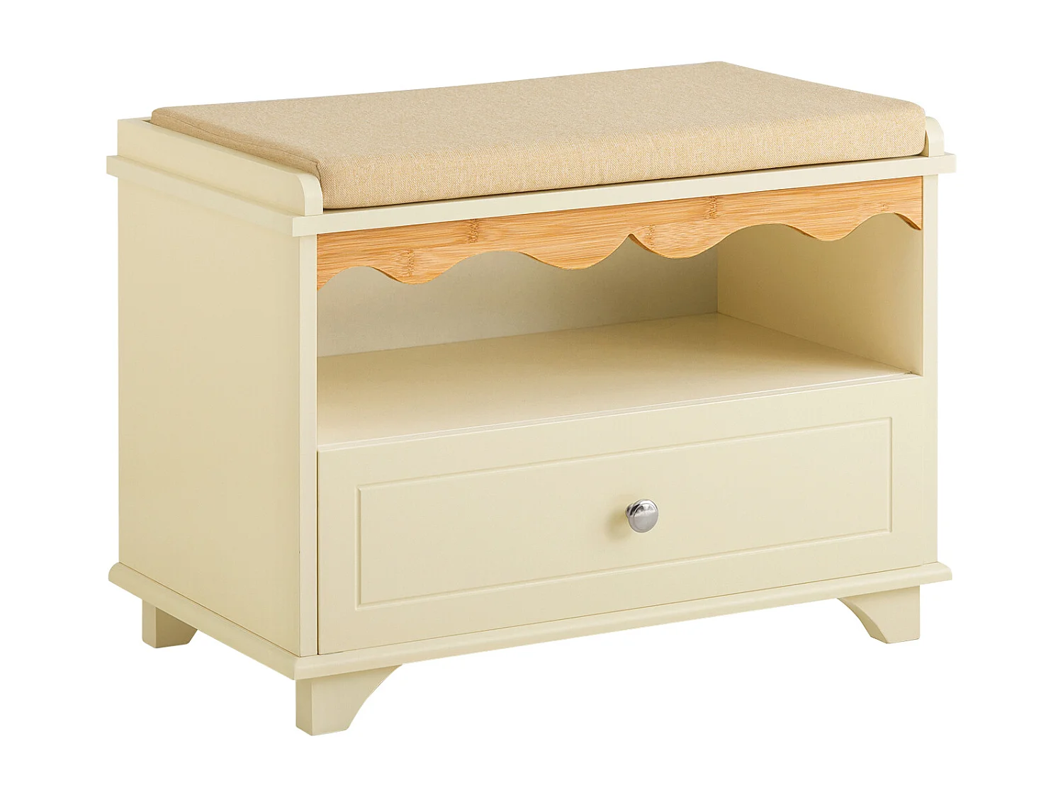 SoBuy FSR123-MI Schoenenbank, Schoenenkast met zitkussen, Opbergbank, Opbergkast, 1 Compartiment en 1 Lade, voor Gang, Entree, Slaapkamer