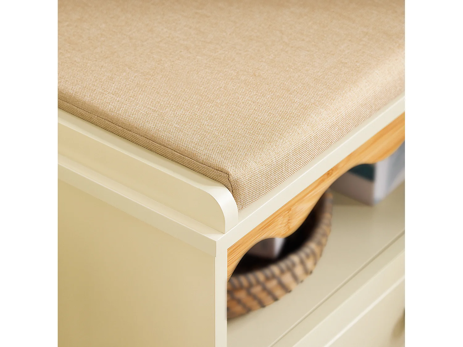 SoBuy FSR123-MI Schoenenbank, Schoenenkast met zitkussen, Opbergbank, Opbergkast, 1 Compartiment en 1 Lade, voor Gang, Entree, Slaapkamer