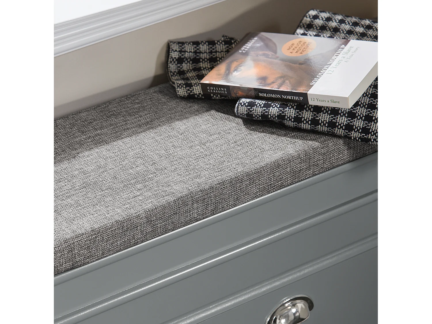 Banc à Chaussures Meuble à Chaussures avec Assise Coussin Rembourré et Abattant Gris, FSR82-L-HG