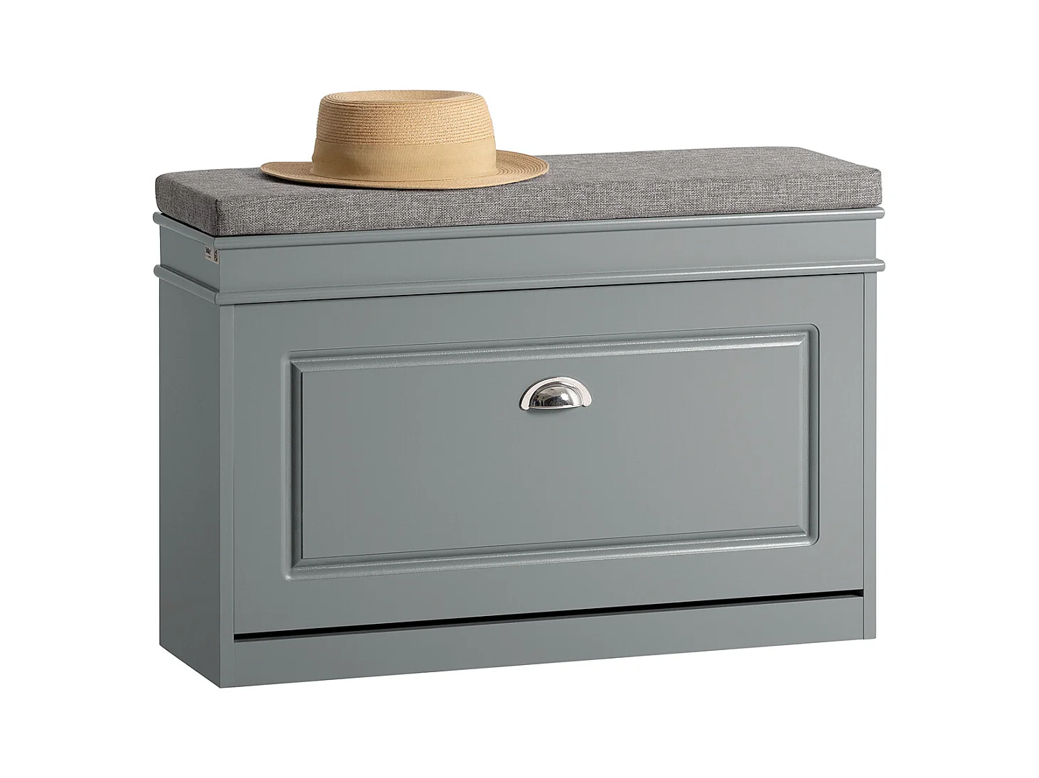 Banc à Chaussures Meuble à Chaussures avec Assise Coussin Rembourré et Abattant Gris, FSR82-L-HG