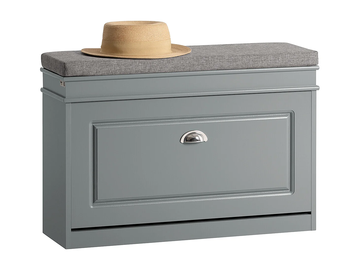 Banc à Chaussures Meuble à Chaussures avec Assise Coussin Rembourré et Abattant Gris, FSR82-L-HG