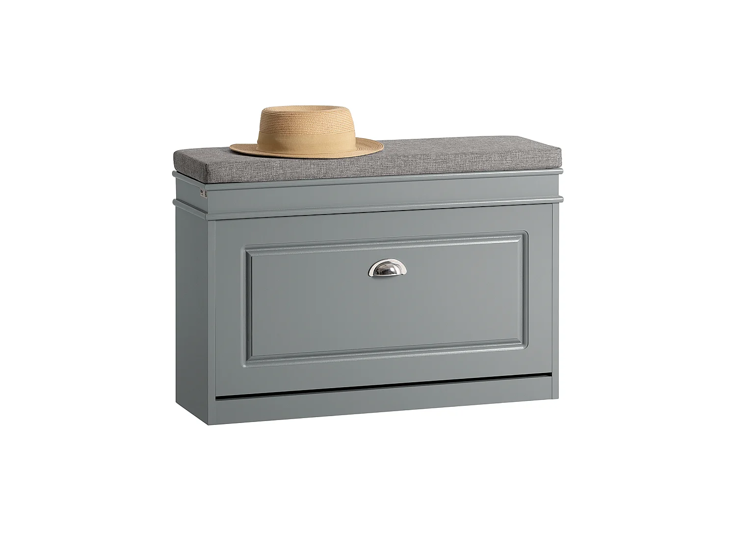 Banc à Chaussures Meuble à Chaussures avec Assise Coussin Rembourré et Abattant Gris, FSR82-L-HG